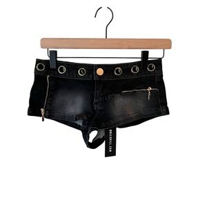 Dolls Kill Generation Kiss Sasha Grommet Micro Mini Shorts Denim Size XS NEW NWT